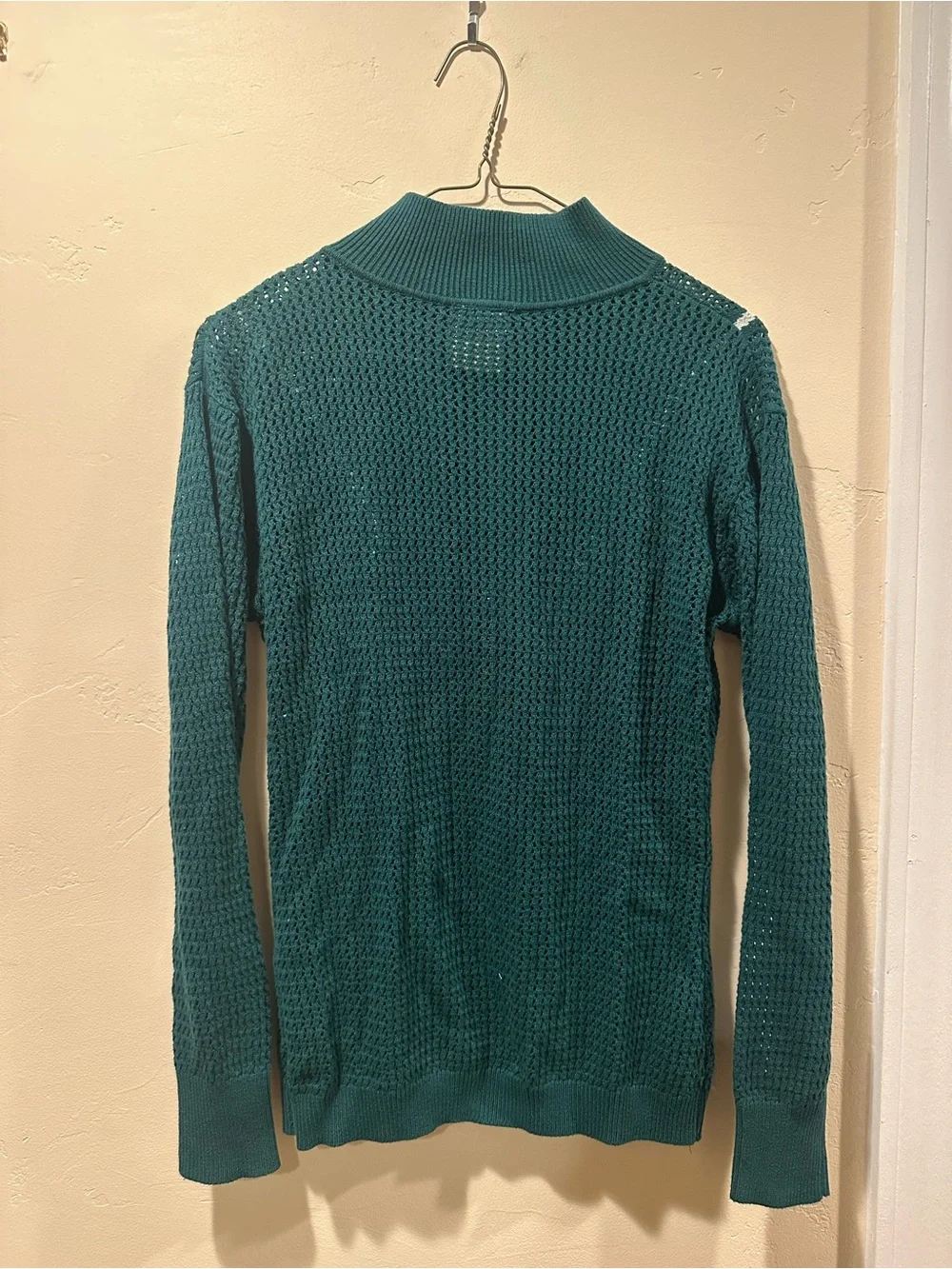 Varley Emerald Green Half-Zip Textured Knit Sweater with White V-Detail - Picture 3 of 3